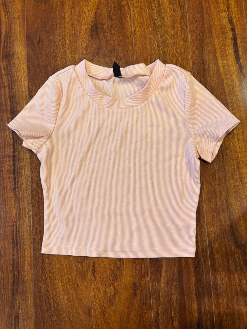 Divided Light Pink Ribbed Crop Tee